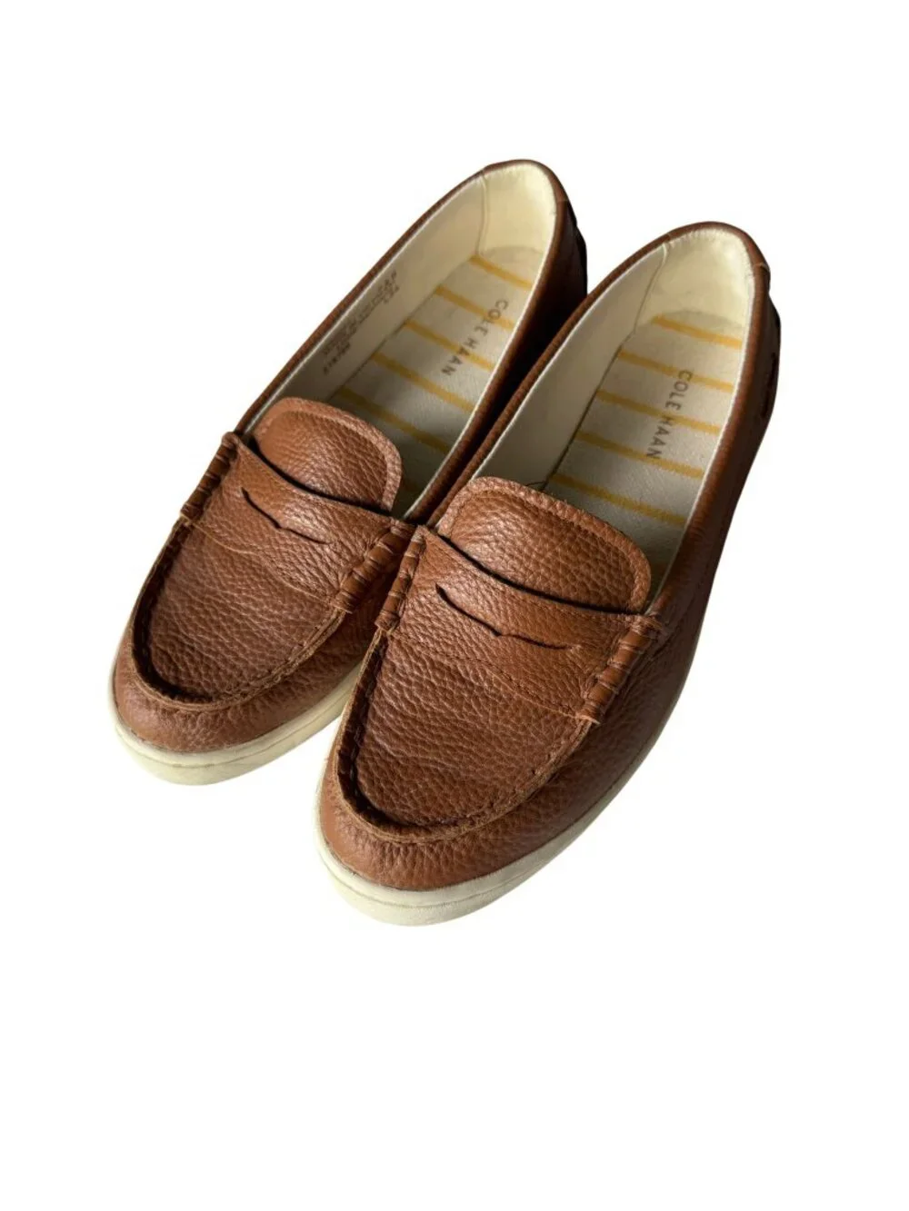 Cole Haan Size 6.5 Brown Leather Penny Loafers White Sneaker Sole